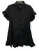 J Crew Size XS Black Cotton Short Sleeve Button Up Ruffles Knee length Dress Black / XS