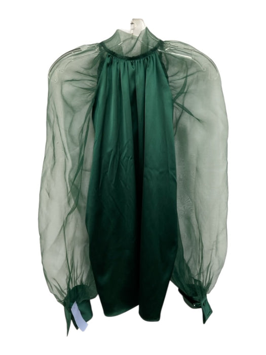 Kimberly Goldson Size XS Green Polyester Long Sleeve Sheer Sleeve Tie Neck Top Green / XS
