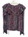 Marie Oliver Size XS Green, Pink & Multi Silk Abstract Geometric Long Sleeve Top Green, Pink & Multi / XS