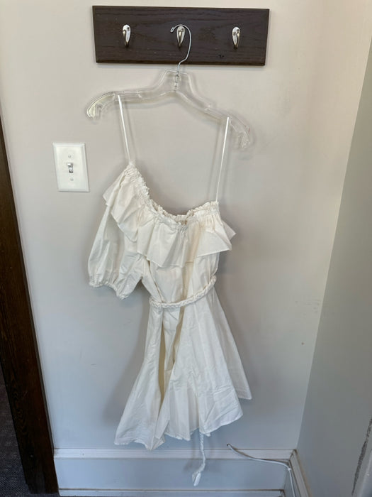Rhode for Target Size S White Cotton & Rayon Off Shoulder Tie Waist Mini Dress