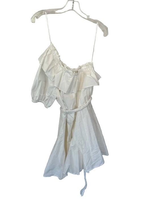 Rhode for Target Size S White Cotton & Rayon Off Shoulder Tie Waist Mini Dress