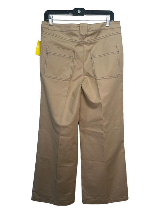 Ba&sh Size 2 Khaki Cotton Blend Mid Rise Flare Contrast Stitching Pockets Pants Khaki / 2