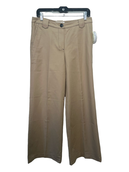 Ba&sh Size 2 Khaki Cotton Blend Mid Rise Flare Contrast Stitching Pockets Pants Khaki / 2