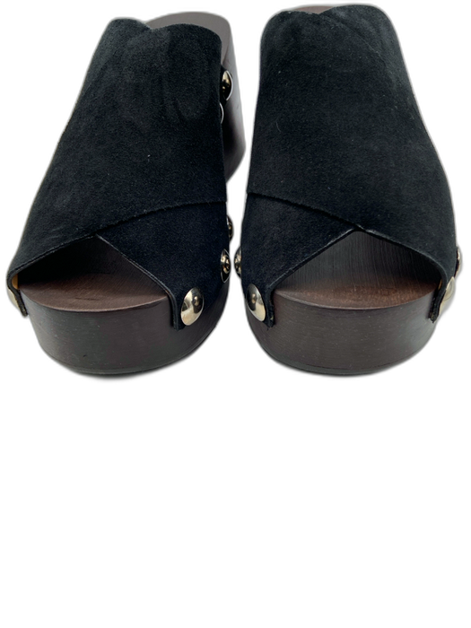 Ganni Shoe Size 39 Black & Dark Brown Leather Upper Criss Cross Peep Toe Clogs Black & Dark Brown / 39