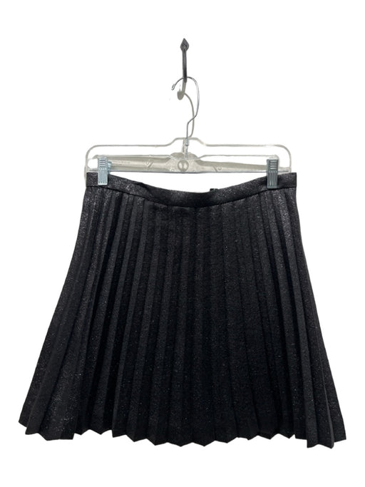 J Crew Size 10P Black Cotton Blend Back Zip Glitter Pleated Mini Skirt Black / 10P