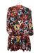 Tanya Taylor Size M Maroon & Multi Silk Blend Abstract Floral Ruffle Hem Dress Maroon & Multi / M