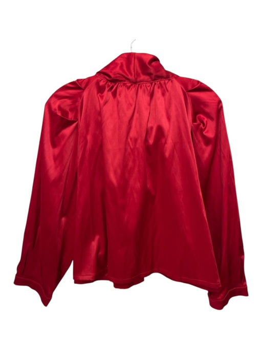 Buru Size Medium Red Long Sleeve Satin Button Front Embellished Top Red / Medium
