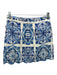 Mestiza New York Size XL/8 White & Blue Cotton All Over Print Cropped Skirt Set White & Blue / XL/8