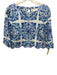 Mestiza New York Size XL/8 White & Blue Cotton All Over Print Cropped Skirt Set White & Blue / XL/8