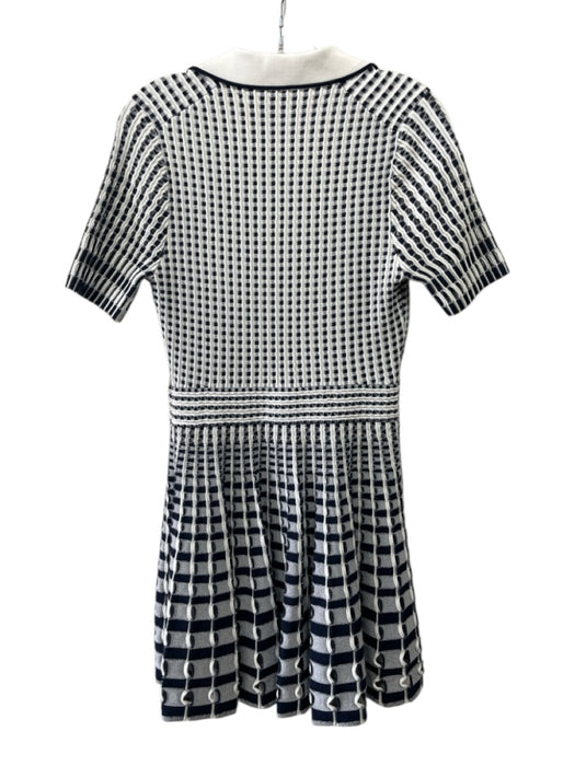Simkhai Size M White & Black Rayon Blend Short Sleeve Textured pleats Dress White & Black / M