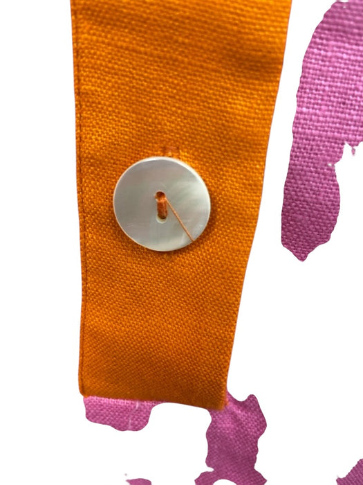 Tuckernuck Size M Pink, Orange & blue Linen Long Sleeve Color Block Collar Dress Pink, Orange & blue / M