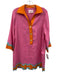Tuckernuck Size M Pink, Orange & blue Linen Long Sleeve Color Block Collar Dress Pink, Orange & blue / M