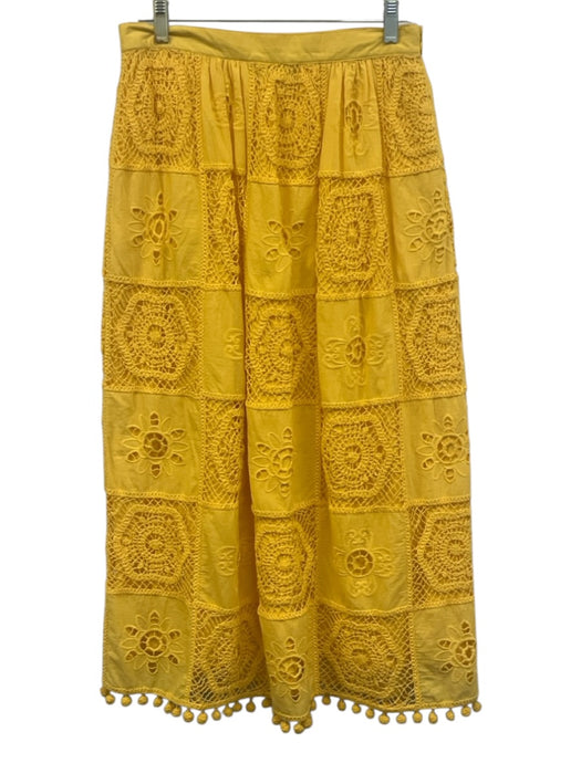 Hunter Bell Size M / 8 Yellow Cotton Crochet Lace Granny Squares Maxi Skirt Yellow / M / 8