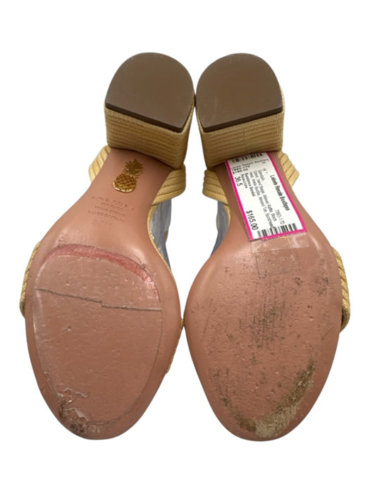 Aquazzura Shoe Size 36.5 Sand Beige Woven Raffia Block Heel Ankle Buckle Sandals Sand Beige / 36.5