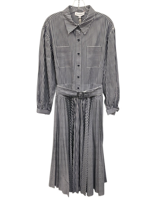 Hunter Bell Size 8 Navy & white Cotton Long Sleeve Stripes Maxi Dress Navy & white / 8