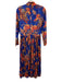 Hunter Bell Size M Blue, Red, Multi Polyester High Neck Long Sleeve Pleats Dress Blue, Red, Multi / M