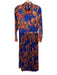 Hunter Bell Size M Blue, Red, Multi Polyester High Neck Long Sleeve Pleats Dress Blue, Red, Multi / M