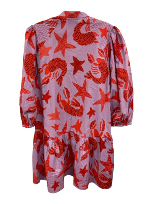 Farm Rio Size M Purple & Red Cotton Long Sleeve Nautical Long Sleeve Dress Purple & Red / M