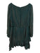 Saloni Size 10 Teal Blue & Brown Rayon Blend Long Sheer Sleeves Boat Neck Dress Teal Blue & Brown / 10