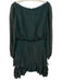 Saloni Size 10 Teal Blue & Brown Rayon Blend Long Sheer Sleeves Boat Neck Dress Teal Blue & Brown / 10