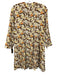 Tory Burch Size 10 Brown & Multi Silk & Wool Floral Long Sleeve Back Zip Dress Brown & Multi / 10