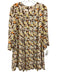 Tory Burch Size 10 Brown & Multi Silk & Wool Floral Long Sleeve Back Zip Dress Brown & Multi / 10