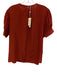 Rebecca Taylor Size L Brick Red Silk Short Puff Sleeve Gathered Detail Top Brick Red / L