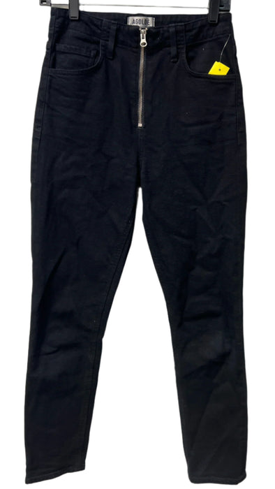 Agolde Size 26 Black Cotton Front Zip Pockets silver hardware Jeans