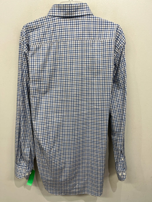 Ledbury Size XL Beige & Blue Print Cotton Plaid Button up Long Sleeve Shirt