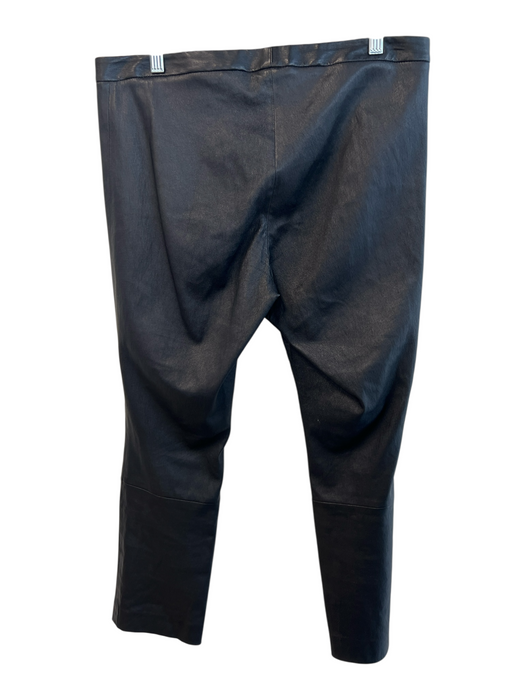 Theory Size 10 Black Lamb leather Hook & Eye Straight Cut Flat Front Pants Black / 10
