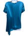 St. John Size P Turquiose Triacetate Blend Satin Short Sleeve Side Train Top Turquiose / P
