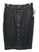Boden Size 6L Dark Wash Cotton Denim Button Up Contrast Stitch Knee Length Skirt Dark Wash / 6L