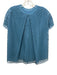 Tory Burch Size 4 Light Teal Cotton Short Sleeve Crochet Knit Overlay Lined Top Light Teal / 4