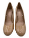 Tory Burch Shoe Size 8.5 Beige Patent Leather Round Toe Gold Logo Wedge Pumps Beige / 8.5