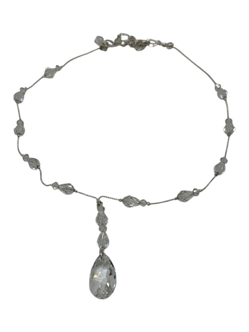 No Brand Clear & Silver Facet Cut Station Beads Silver Chain Detail Drop Jewelry Clear & Silver