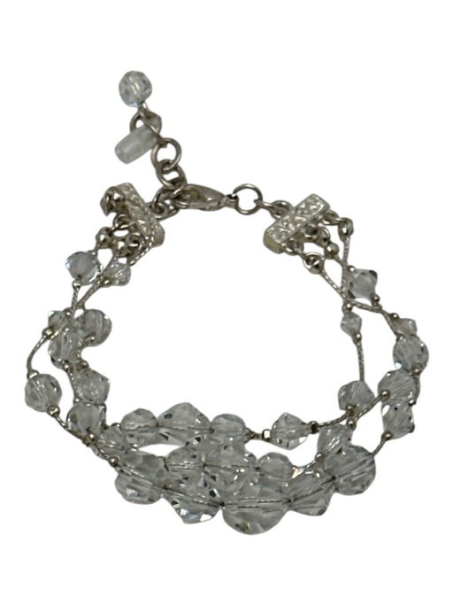 No Brand Clear & Silver Facet Cut Station Beads Silver Chain Detail Drop Jewelry Clear & Silver