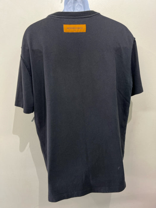 Louis Vuitton Size XXL Black & White Cotton Graphic Men's Short Sleeve