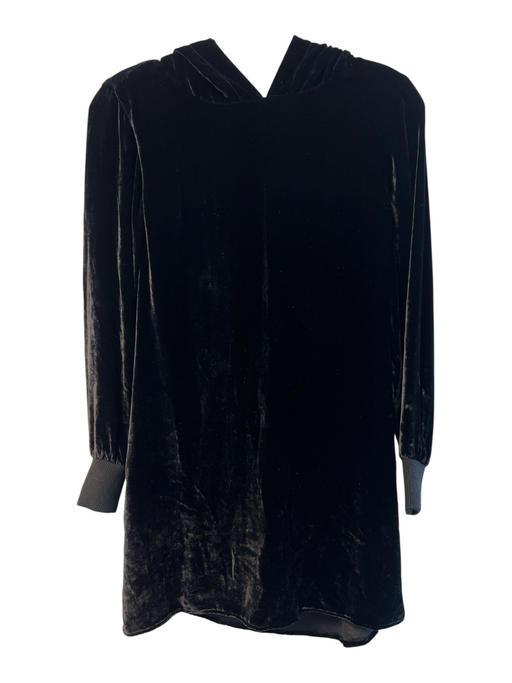 Alice + Olivia Size XS Black Viscose Blend Velvet Long Sleeve Hood Dress Black / XS
