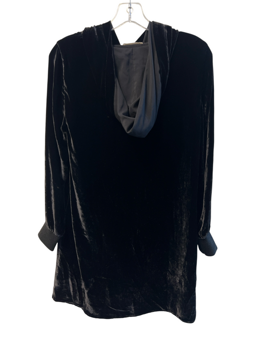 Alice + Olivia Size XS Black Viscose Blend Velvet Long Sleeve Hood Dress Black / XS