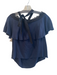 Alice + Olivia Size XS Navy Blue No Fabric Tag V Neck Lace Trim Tie Detail Top Navy Blue / XS