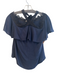Alice + Olivia Size XS Navy Blue No Fabric Tag V Neck Lace Trim Tie Detail Top Navy Blue / XS