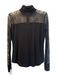Karen Millen Size 8 Black Viscose Blend Long Sleeve Lace Detail high neck Top Black / 8