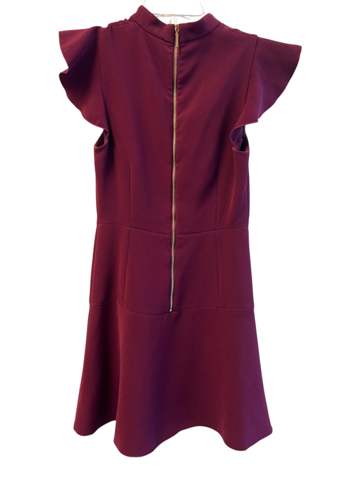 Rachel Zoe Size 2 Burgundy Polyester Blend Cap Sleeve solid color Back Zip Dress Burgundy / 2