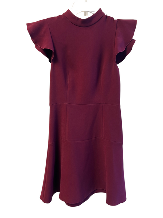 Rachel Zoe Size 2 Burgundy Polyester Blend Cap Sleeve solid color Back Zip Dress Burgundy / 2