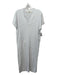 Sminfinity Size M White Cotton Short Sleeve V Neck Ribbed Solid Dress White / M