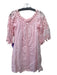 Temptation Positano Size M Pink 1/2 Sleeve Elastic Neck Embroidered Dress Pink / M