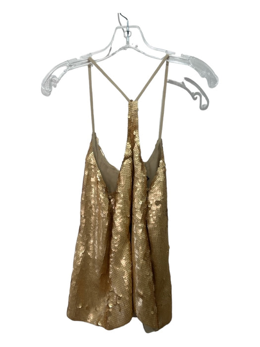 Tibi Size 6 Gold Silk Sequin Sleeveless Tank Top Gold / 6