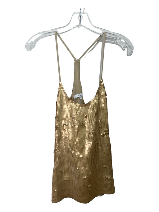 Tibi Size 6 Gold Silk Sequin Sleeveless Tank Top Gold / 6