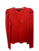 Veronica Beard Size S Red Cotton Long Sleeve Ribbed Solid Buttons Top Red / S