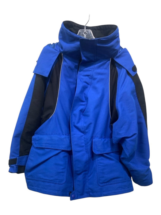 Balenciaga Size 36 Blue & Black Polyamide & Cotton Zip Velcro Hood Coat Blue & Black / 36